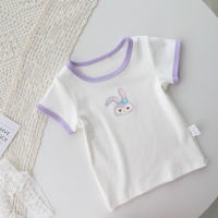 Verano de moda bebé lindo bebé niña camisetas de manga corta para niñas camisetas de verano para niños camisas de media manga con cuello redondo para niños  Blanco