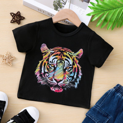 T-shirt a maniche corte con stampa tigre estiva per vestiti per bambini