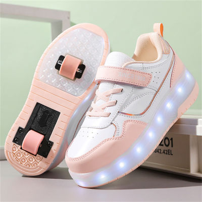 Children's double-wheeled removable light-up Heelys roller skates (with charging cable included)