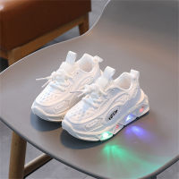 Sneakers con lacci LED tinta unita per bambini  bianca