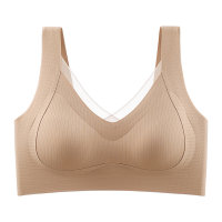 No trace underwear women's no steel ring comfortable soft support beautiful back bra  Khaki