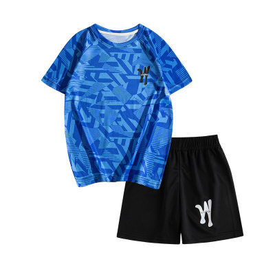 Boys shorts quick-drying clothing sports suit summer half-sleeved children's ice silk T-shirt short-sleeved
