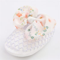Chaussures princesse à semelle souple et nœud pour bébé  blanc