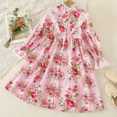 Kid Girl Rose Lace Print Dress