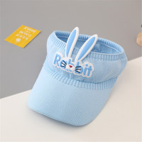 Pure Cotton Solid Color Bunny Style Peaked Hat  Blue