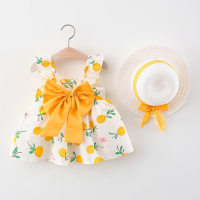 Sommer neues Prinzessin-Hosenträgerkleid Baby-Baumwollrock Sendungsverkauf von Kinderkleidung einteilig Dropshipping 1057  Gelb