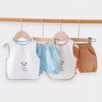 2024 summer vest shorts set two-piece set simple breathable cool infant children lantern shorts home