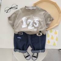 Boys' summer suit, girl's short-sleeved shorts, two-piece suit for children, trendy children's clothing, baby's children's clothing  Gray