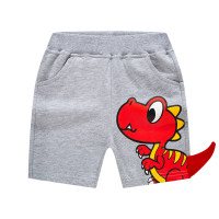 2024 nuevos niños de verano pantalones cortos de dibujos animados tridimensionales pantalones de cinco cuartos para niños fondos de dinosaurio algodón puro moda de una sola pieza envío directo  gris