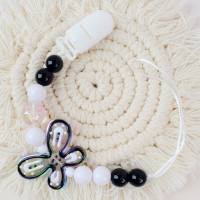 Oil drip butterfly anti-drop chain tooth glue pacifier chain pacifier anti-lost rope  Black
