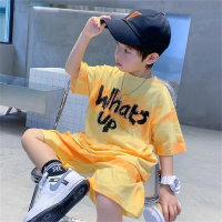 Traje de manga corta para niños, nuevo estilo, ropa deportiva para niños medianos y grandes, versión coreana, ocio de verano para niños, secado rápido  Amarillo