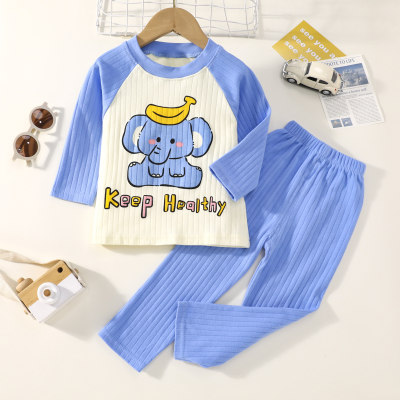 2-piece Toddler Boy Pure Cotton Letter and Monkey Printed Long Sleeve Top & Matching Pants