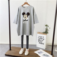 Mickey Mouse cartoon short-sleeved round neck T-shirt  Gray