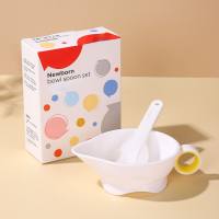 Baby bowl and spoon set silicone soft spoon pointed mouth food bowl  Multicolor