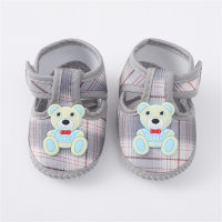 Baby Bear Plaid Soft Sole Toddler Shoes  Gray
