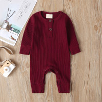 Baby Cute Solid Color Long-sleeve Jumpsuit (Suggest to Buy a Larger Size）  Red