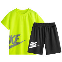 Summer boys' suit two-piece sports quick-drying clothes for middle and large children's basketball uniform  Green