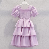 Girls dress summer dress stylish children little girl backless skirt cake skirt summer new style puffy princess skirt  Pink