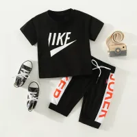 Toddler Boy Letter Graphic T-shirt & Shorts  Black