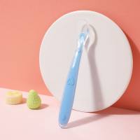 Maternal and infant products baby soft head silicone food spoon food grade baby rice paste puree spoon children feeding tableware  Blue