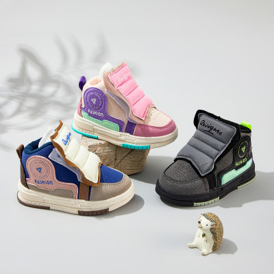 Sneakers alte in velcro patchwork color block per bambini