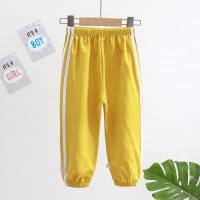 Children's anti-mosquito pants summer thin breathable solid color air-conditioned pants boys' lanterns children's trousers baby children's pants  Yellow