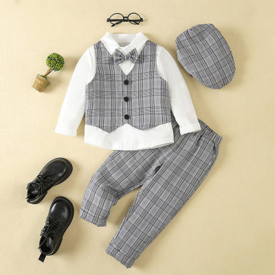 Boys suits baby birthday party dress children's British style handsome vest white shirt boy small suit