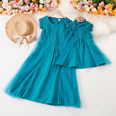 Parent-child Solid Color Embroidered Dress