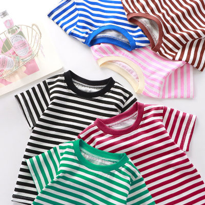 Sommer-Kinder-Kurzarm-T-Shirt aus reiner Baumwolle für Jungen und Mädchen, einteiliges Baby-Bottom-Shirt, Hersteller, Großhandel im neuen Stil