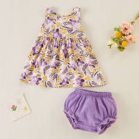 فستان طفلة بنقشة زهور وسراويل داخلية - Hibobi