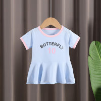 2022 neues Sommerkleid für Mädchen, modisches Baby-Prinzessinnenkleid, kleiner Säuglingsrock im koreanischen Stil, lässiges Nachthemd  Blau