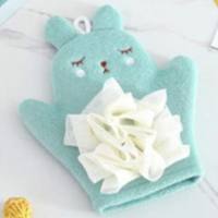 Bath towels for children, painless bathing and bathing gloves  Green