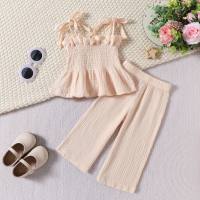New style baby casual style suspender top straight trousers girl suit  Beige