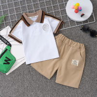 Children's Clothing Children's Suits New 2024 Fashionable Children's and Baby Two-piece Sets Short-Sleeved Embroidered Letters Short-Sleeved Suits  White