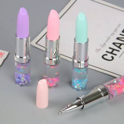 Creative stationery girly lipstick gel pen new quicksand powder signature pen