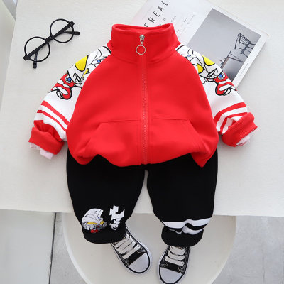 2-Piece Toddler Boy Autumn Casual Graphic Printing Long Sleeves Tops & Pants