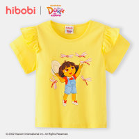 تي شيرت هيبوبي × دورا للفتيات الصغيرات اللطيفات بطباعة لطيفة على شكل رسوم كرتونية من القطن - Hibobi