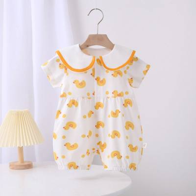 Summer new baby short-sleeved jumpsuit newborn cartoon romper 0-2 years old girl baby trendy clothes A type outing clothes
