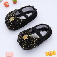 Baby Glitter Bow Soft Sole Princess Shoes  Black