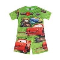 Costume d'été à manches courtes pour garçons, nouveau style, costume de voiture imprimé complet pour enfants  vert