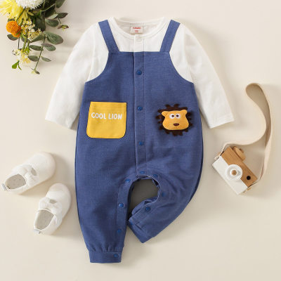 Mameluco de camisa de color sólido para bebé y mono con estampado de oso de letras