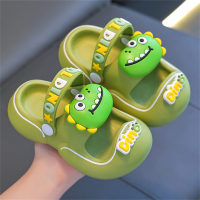 Children's anti-slip closed toe anti-collision 3D dinosaur sandals  Green