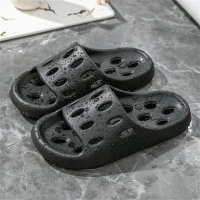 Bathroom special bath slippers for women four seasons indoor home hollow water leakage quick-drying non-slip  Black