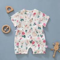 Infant and toddler one-piece robes for men and women, pure cotton gauze wraps, newborn outing rompers, thin summer pajamas  Multicolor