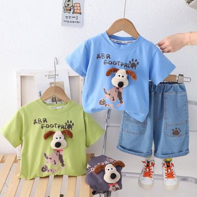 Children's clothing children's summer suit new style baby 1-5 years old clothes summer round neck boy summer suit