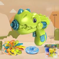 Children's toy flying saucer gyroscope dual-purpose dinosaur gun  Fluorescent green