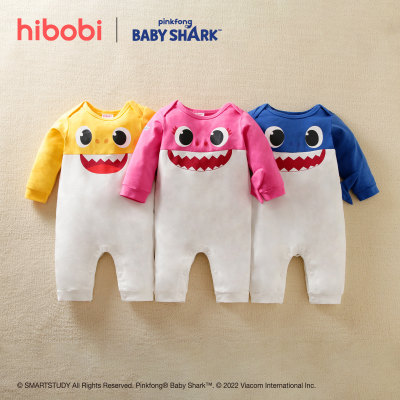 hibobi×BabyShark Baby Boy Cartoon Print Long Sleeve Cotton Jumpsuit