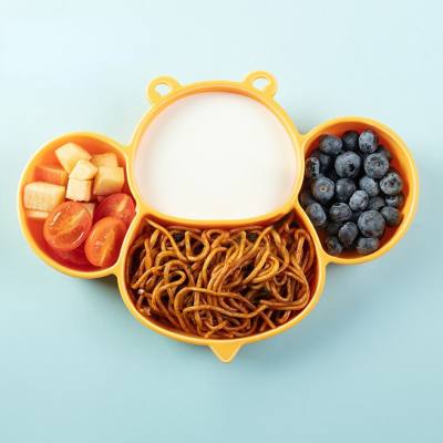 Vajilla de dibujos animados de pequeña abeja, plato para niños de silicona de calidad alimentaria