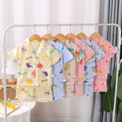 New style children's home clothes suits, thin cotton pajamas for middle-aged children, air-conditioned clothes for primary school students, children's short-sleeved suits