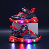 Calçados esportivos luminosos infantis com teia de aranha LED  Vermelho
